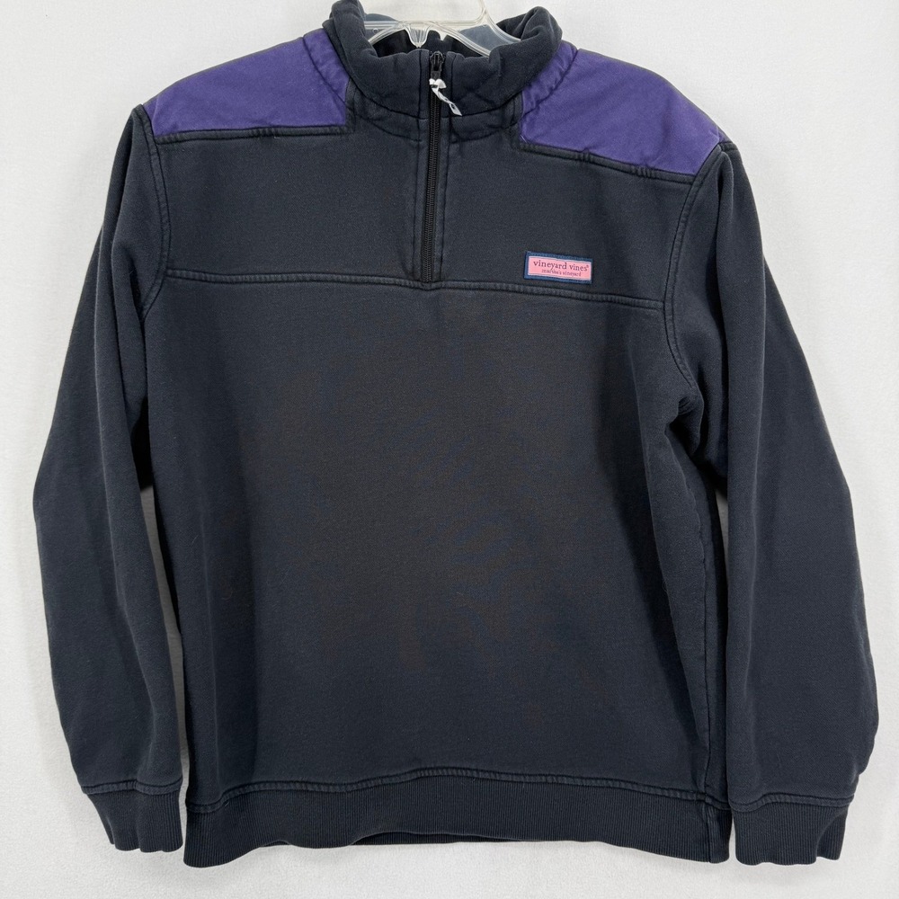 Vineyard Vines Men's 1/4‎ Zip Pullover Sweatshirt Black Purple Size M Quarter